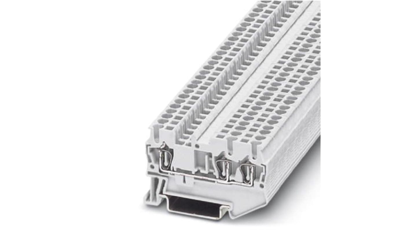 Phoenix Contact ST 2.5-TWIN WH Series White Feed Through Terminal Block, Single-Level, Spring Clamp Termination