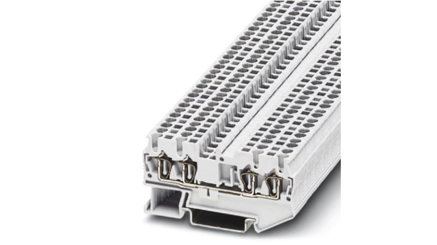 Phoenix Contact ST 2.5-QUATTRO WH Series White Feed Through Terminal Block, Single-Level, Spring Clamp Termination