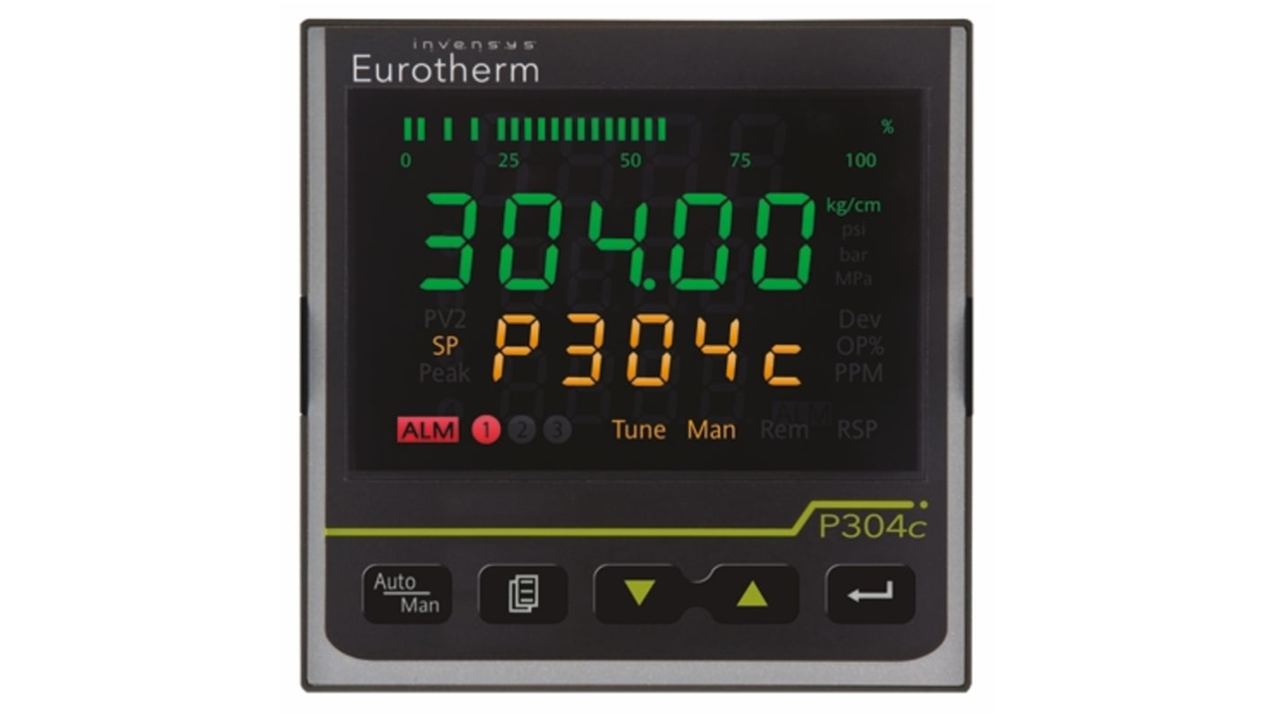 Controlador de presión de fundido Eurotherm serie Piccolo P304, 92 x 92mm, 24 V ac / dc, 3 salidas Analógico, relé