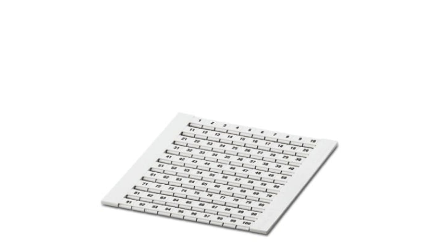 Phoenix Contact, ZBFM 6/WH.LGS:1-100 Terminal Marker for use with  for use with Terminal Blocks