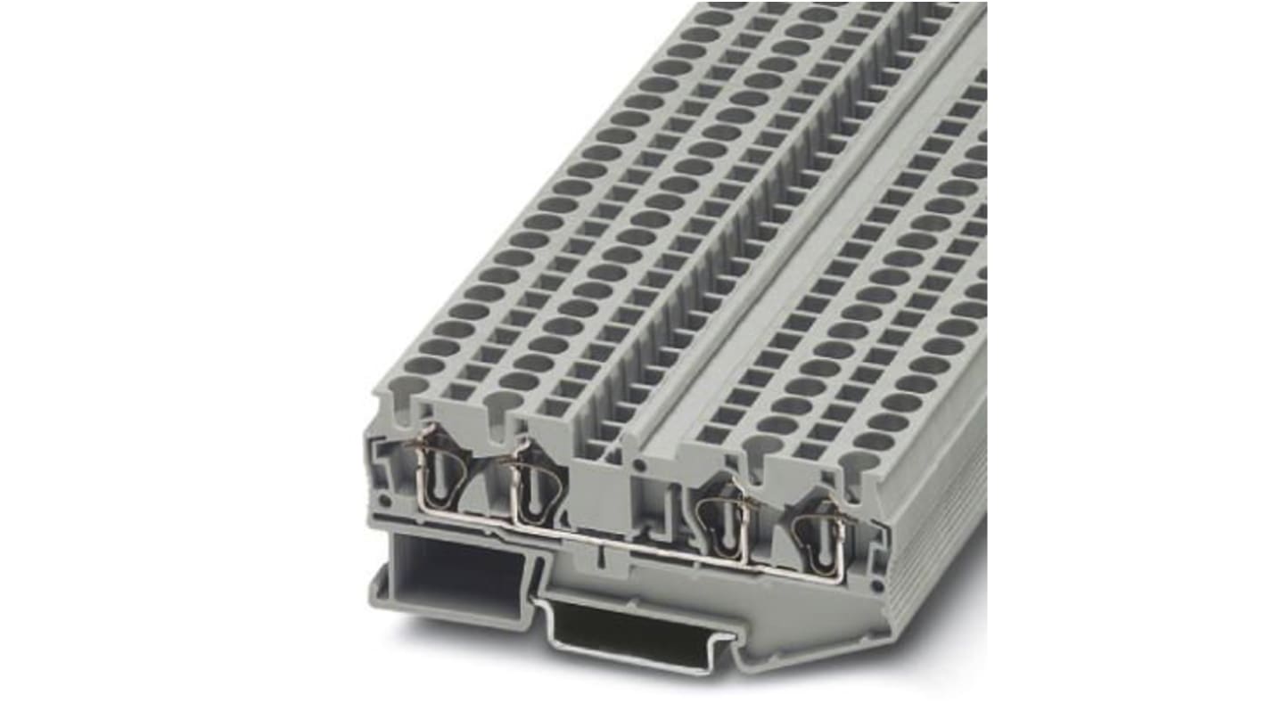 Phoenix Contact ST 4-QUATTRO Series Grey Feed Through Terminal Block, 4mm², Single-Level, Spring Clamp Termination,