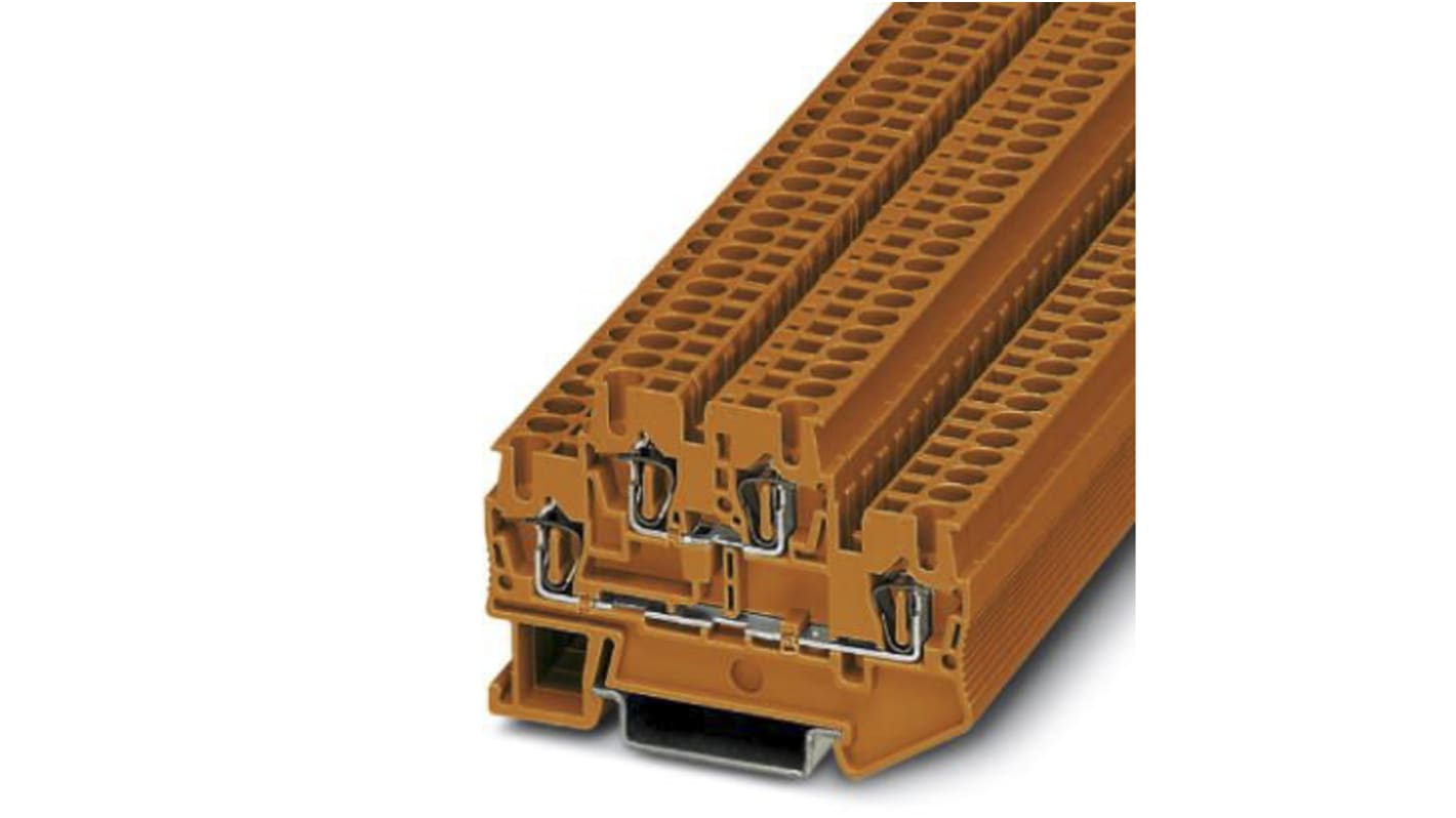 Phoenix Contact STTB 2.5 Clipline Series Orange Double Level Terminal Block, Double-Level, Spring Clamp Termination