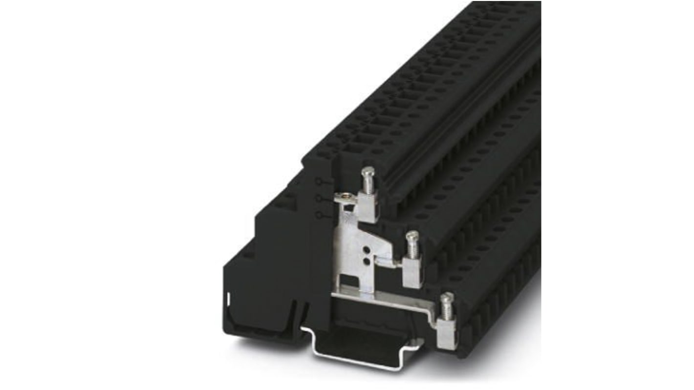 Phoenix Contact DIKD 1.5-PV BK Series Black DIN Rail Terminal Block, Triple-Level, Screw Termination