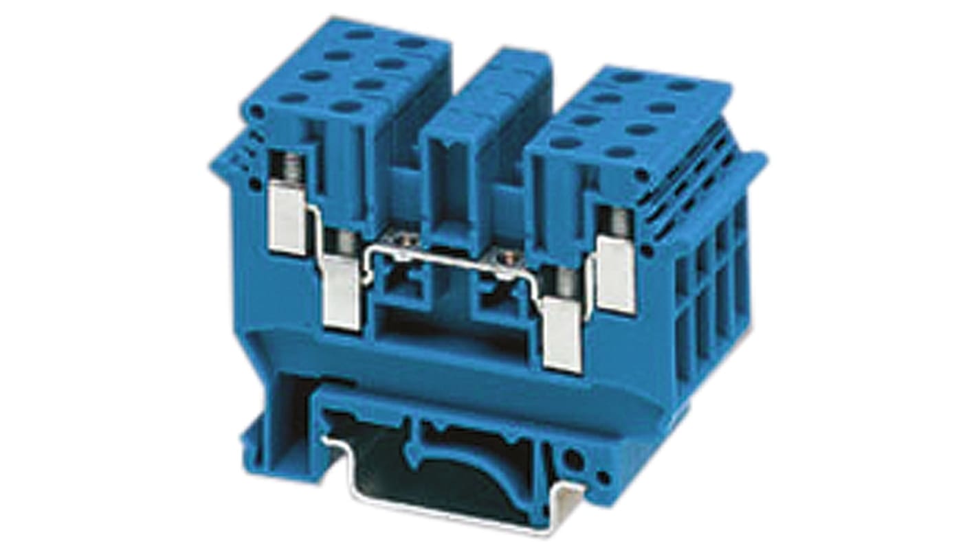 Phoenix Contact UDK 3 BU Series Blue DIN Rail Terminal Block, Screw Termination