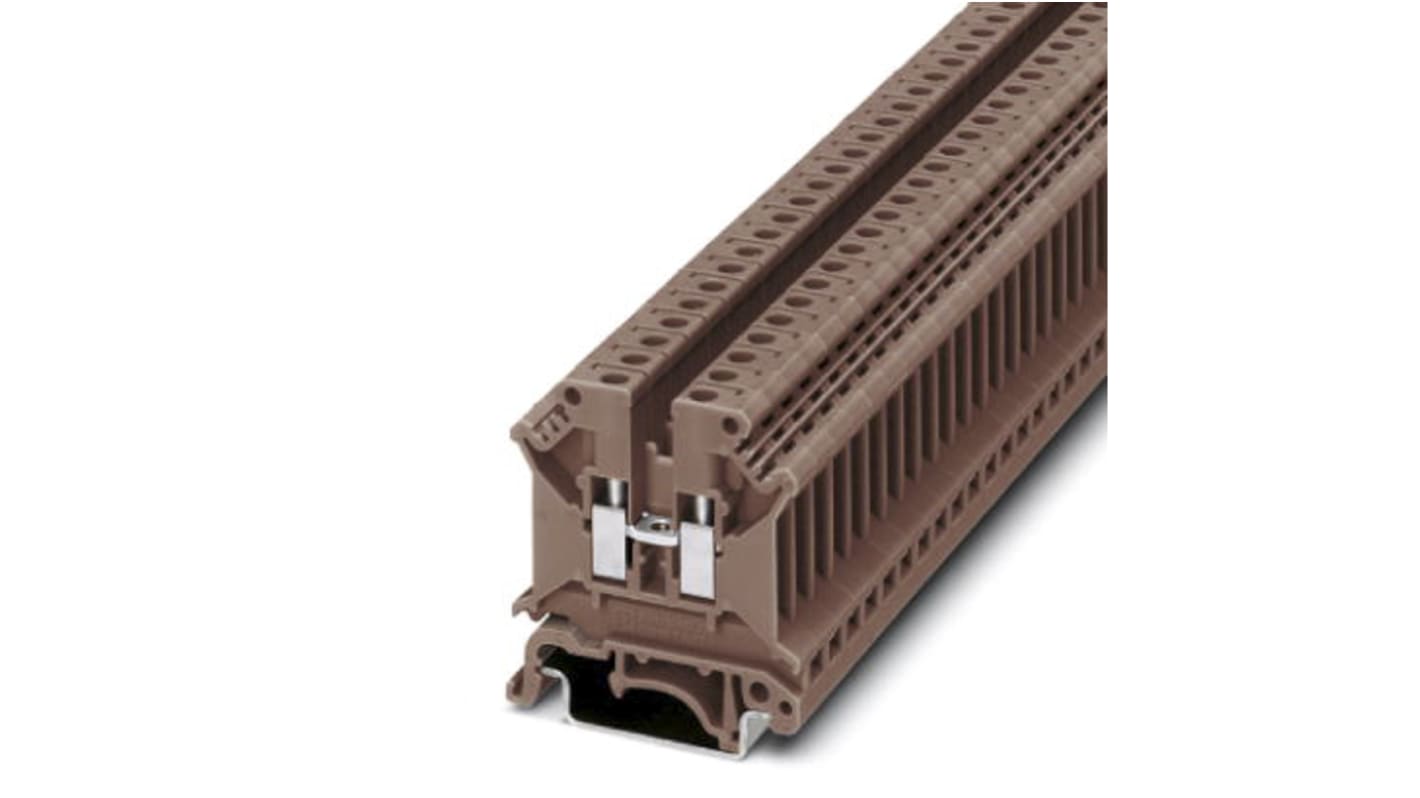 Phoenix Contact UK 5 N BN Series Brown Feed Through Terminal Block, Single-Level, Screw Termination