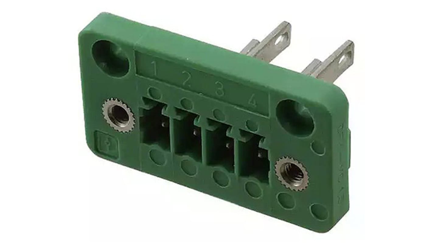 Phoenix Contact 3.81mm Pitch 4 Way Pluggable Terminal Block, Feed Through Header, Panel Mount, Solder/Slip on
