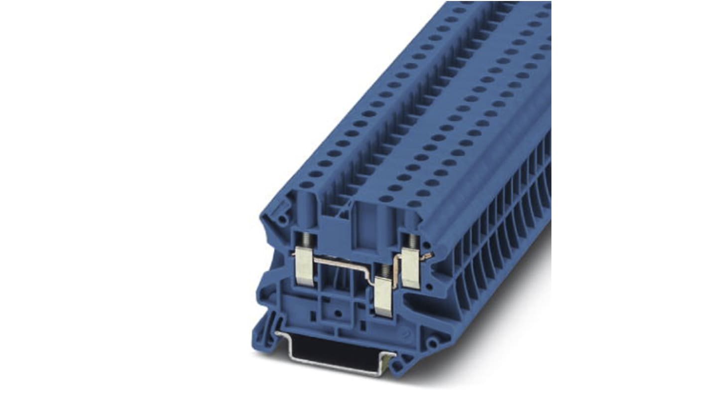 Phoenix Contact UT-4 Clipline Series Blue Feed Through Terminal Block, 4mm², Single-Level, Screw Termination