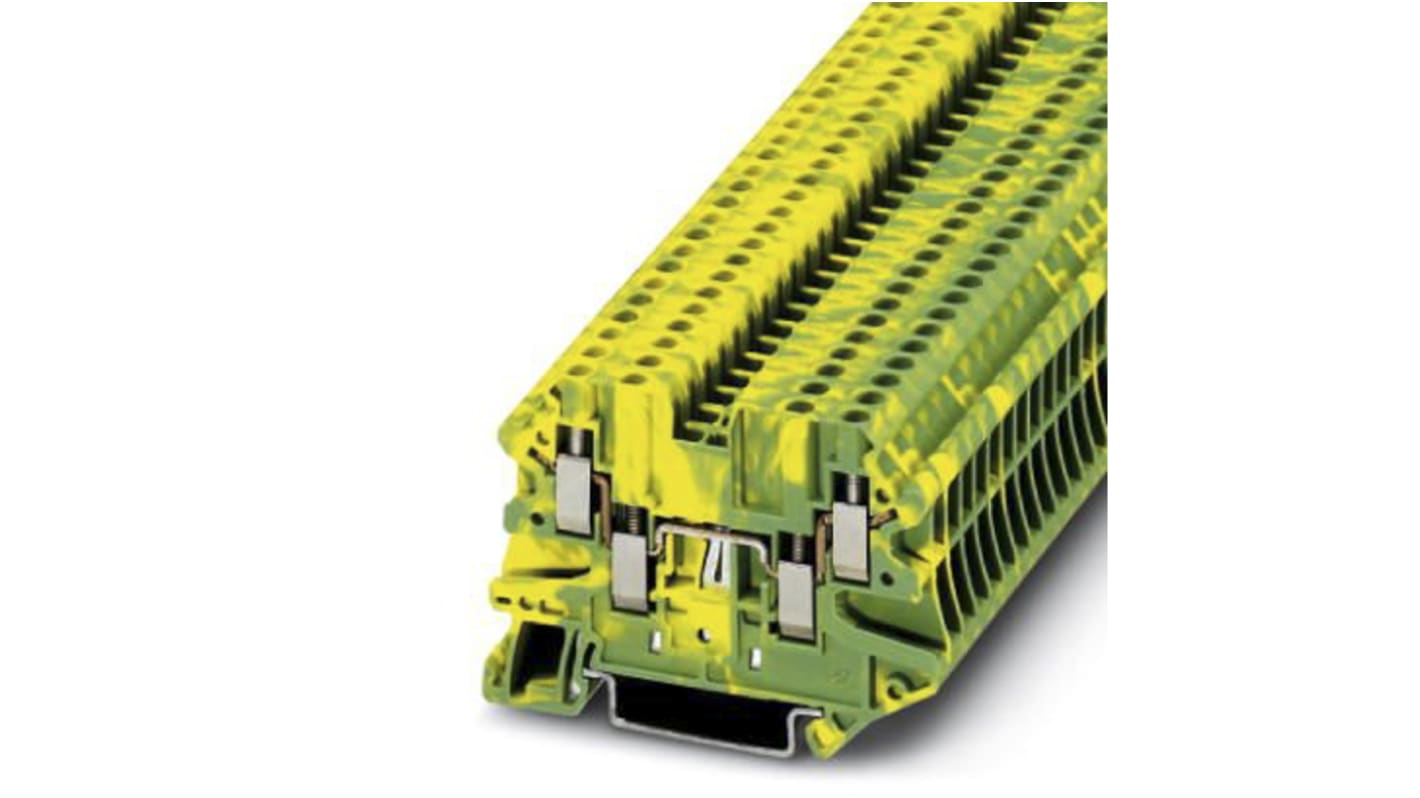 Phoenix Contact UT 2.5 Clipline Series Green, Yellow Feed Through Terminal Block, 2.5mm², Single-Level, Screw