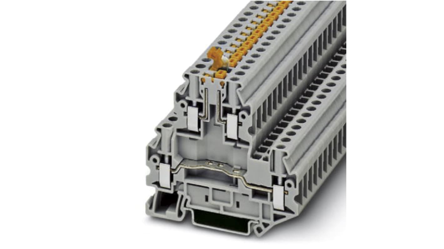 Phoenix Contact UTTB4-MT P/P Series Grey Feed Through Terminal Block, 4mm², Double-Level, Screw Termination