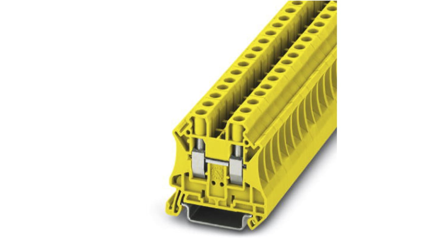 Phoenix Contact UT 6 YE Series Yellow Feed Through Terminal Block, 8.2mm², Single-Level, Screw Termination