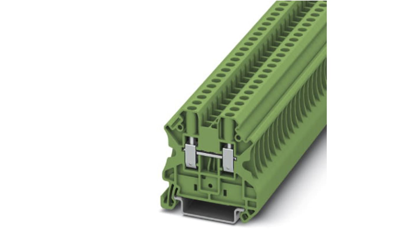 Phoenix Contact UT 4 GN Series Green Feed Through Terminal Block, 4mm², Single-Level, Screw Termination