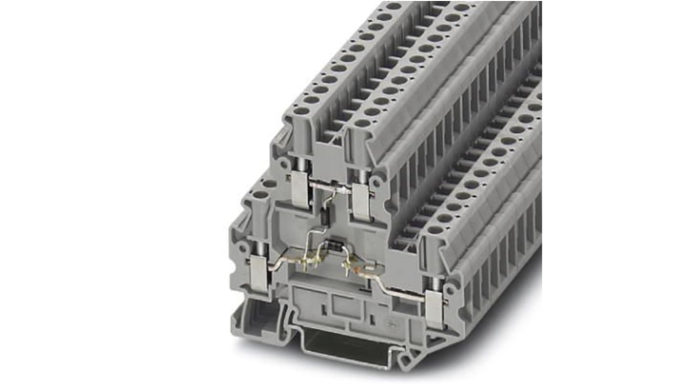 Phoenix Contact UTTB 2.5 Clipline Series Grey Component Terminal Block, Double-Level, Screw Termination