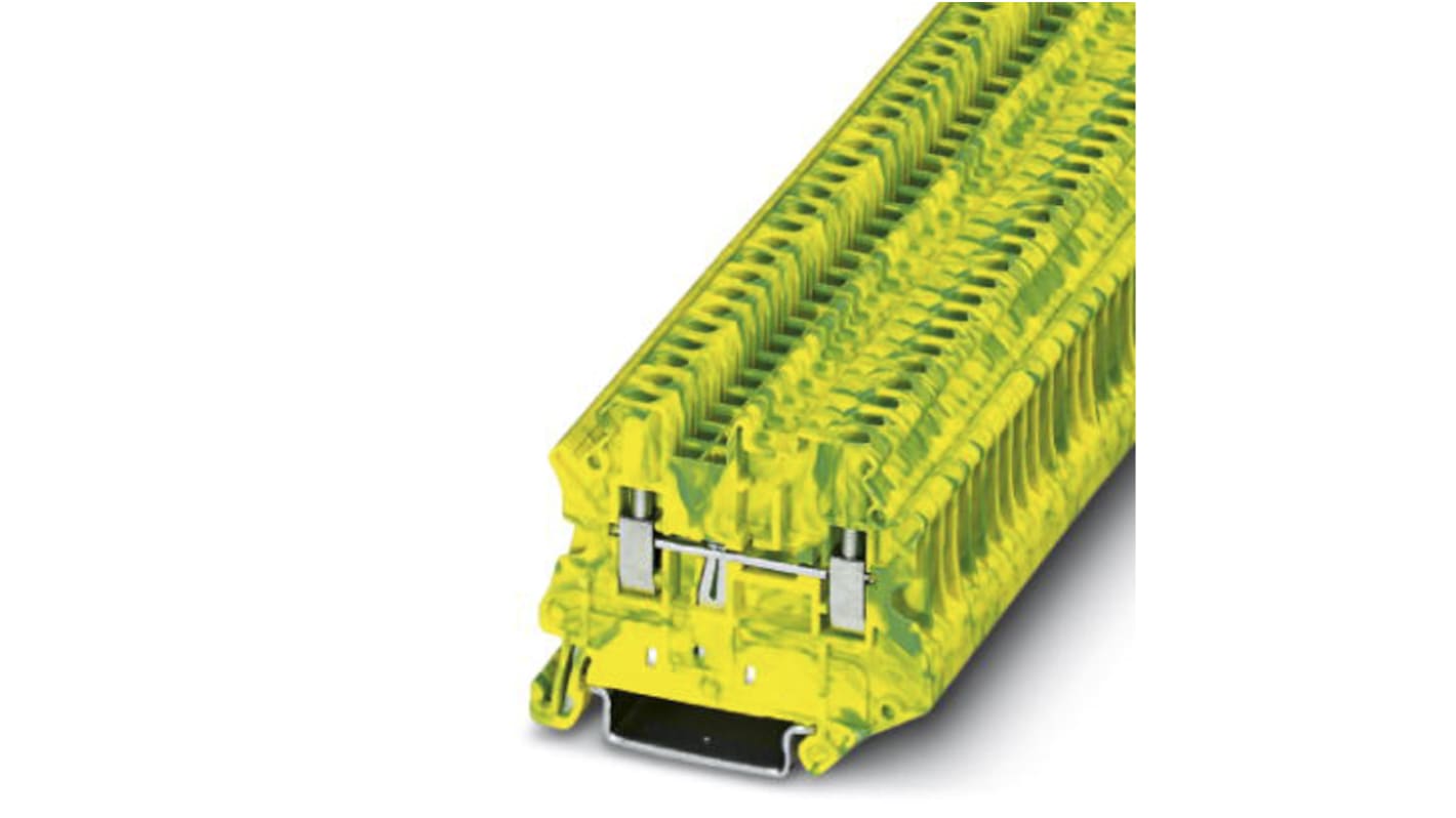 Phoenix Contact UT 2.5-MTD-PE Series Green, Yellow Feed Through Terminal Block, Single-Level, Screw Termination