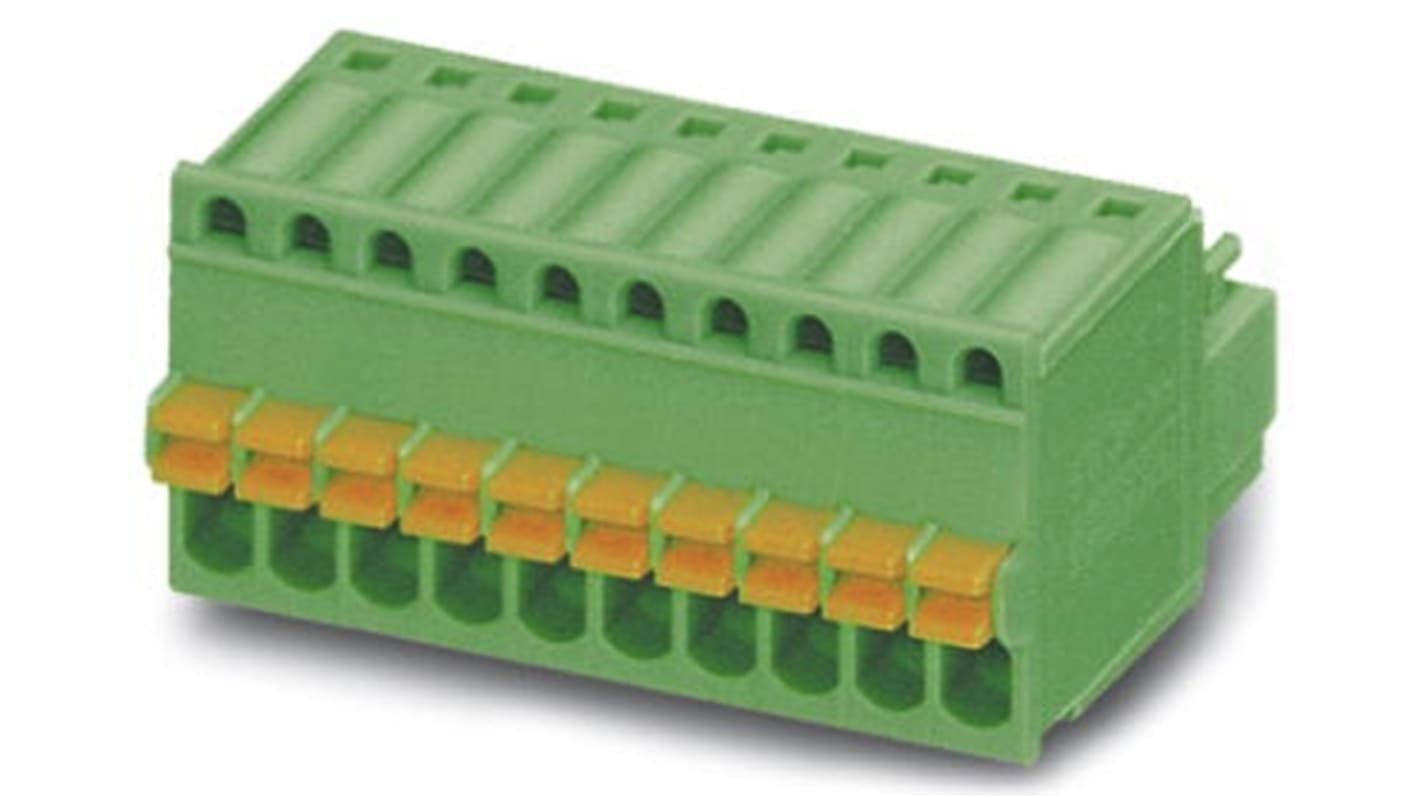 Phoenix Contact FC-MC 0.5/7-ST-2.5 BK Series Pluggable Terminal Block, 7-Contact, 2.5mm Pitch, Cable Mount, 1-Row,