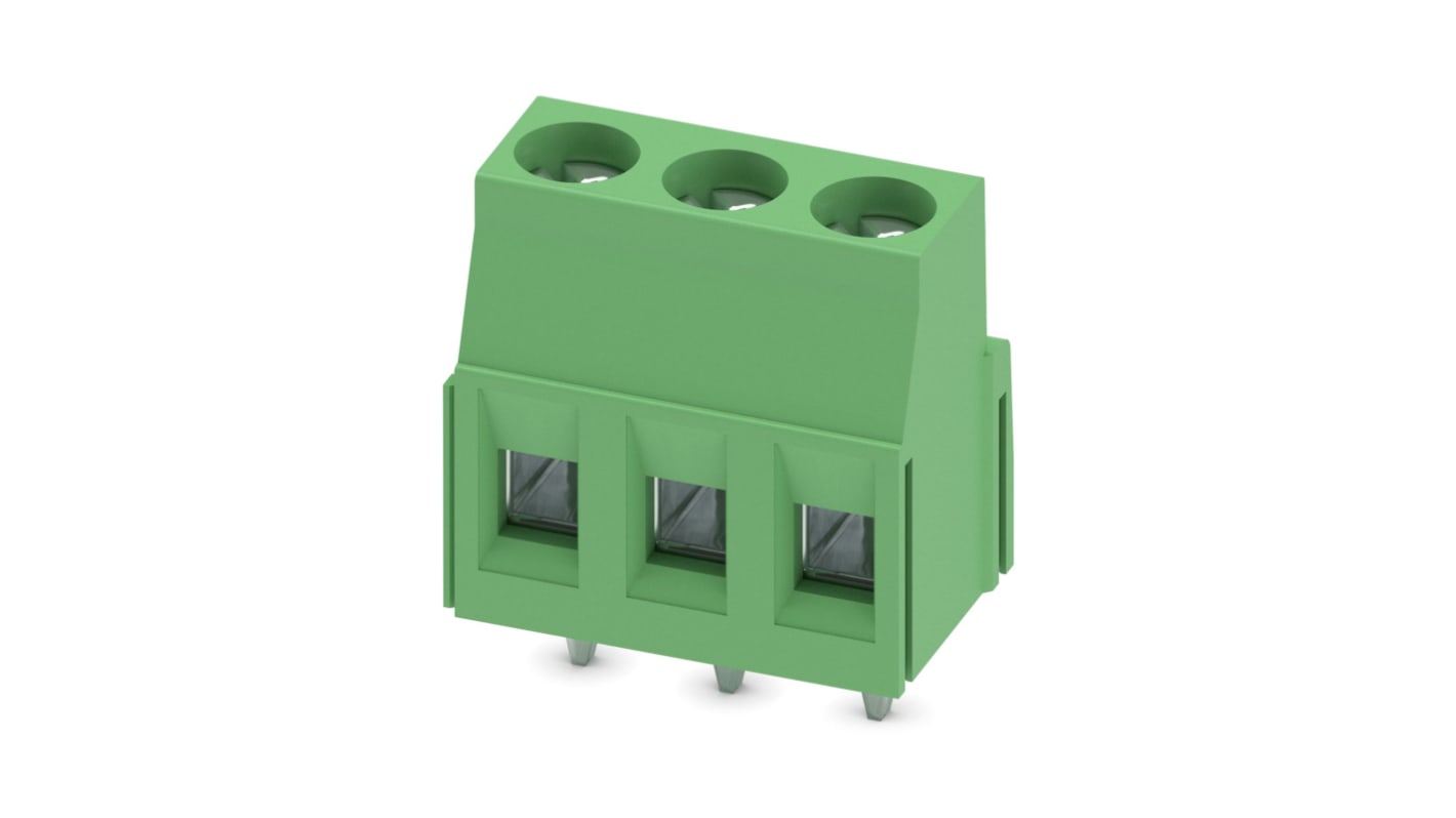 Phoenix Contact MKDSN 2.5/3 Series PCB Terminal Block, 3-Contact, 5mm Pitch, Through Hole Mount, 1-Row, Screw