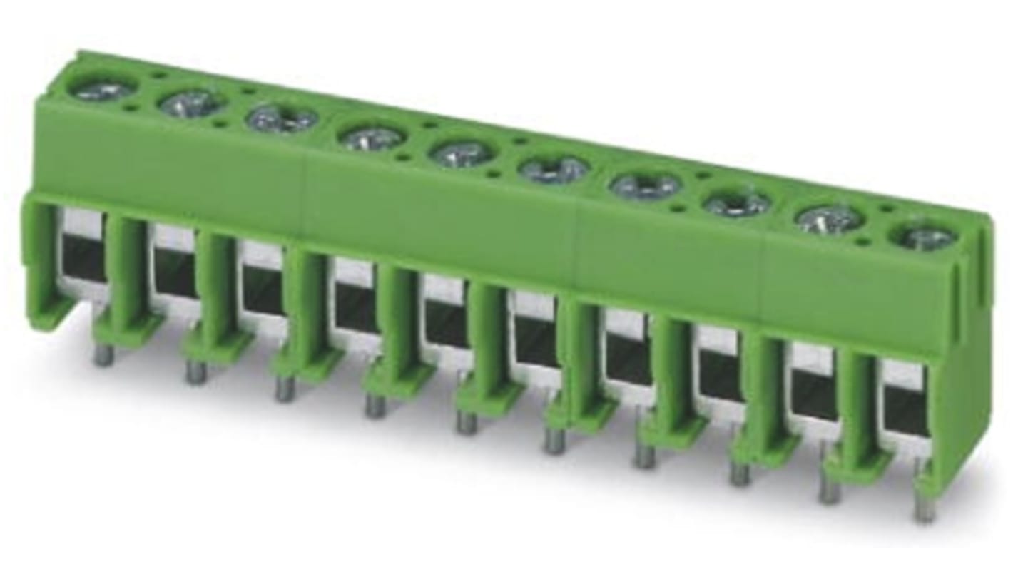 Phoenix Contact PT 1.5/12-5.0-H Series PCB Terminal Block, 12-Contact, 5mm Pitch, Through Hole Mount, 1-Row, Screw