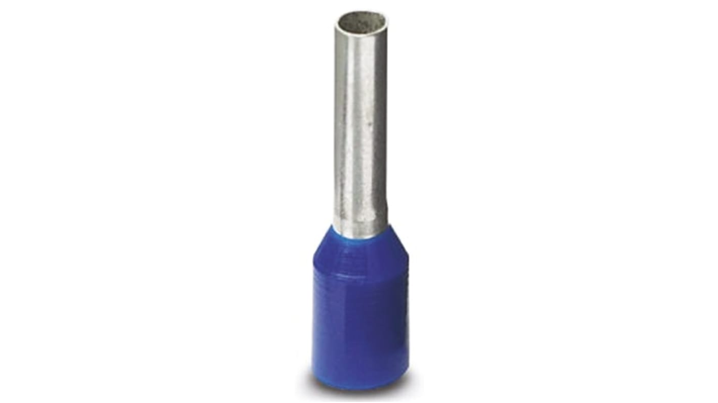 Phoenix Contact, AI2.5 -10 BU Insulated Crimp Bootlace Ferrule, 10mm Pin Length, 2.3mm Pin Diameter, 2.5mm² Wire Size,