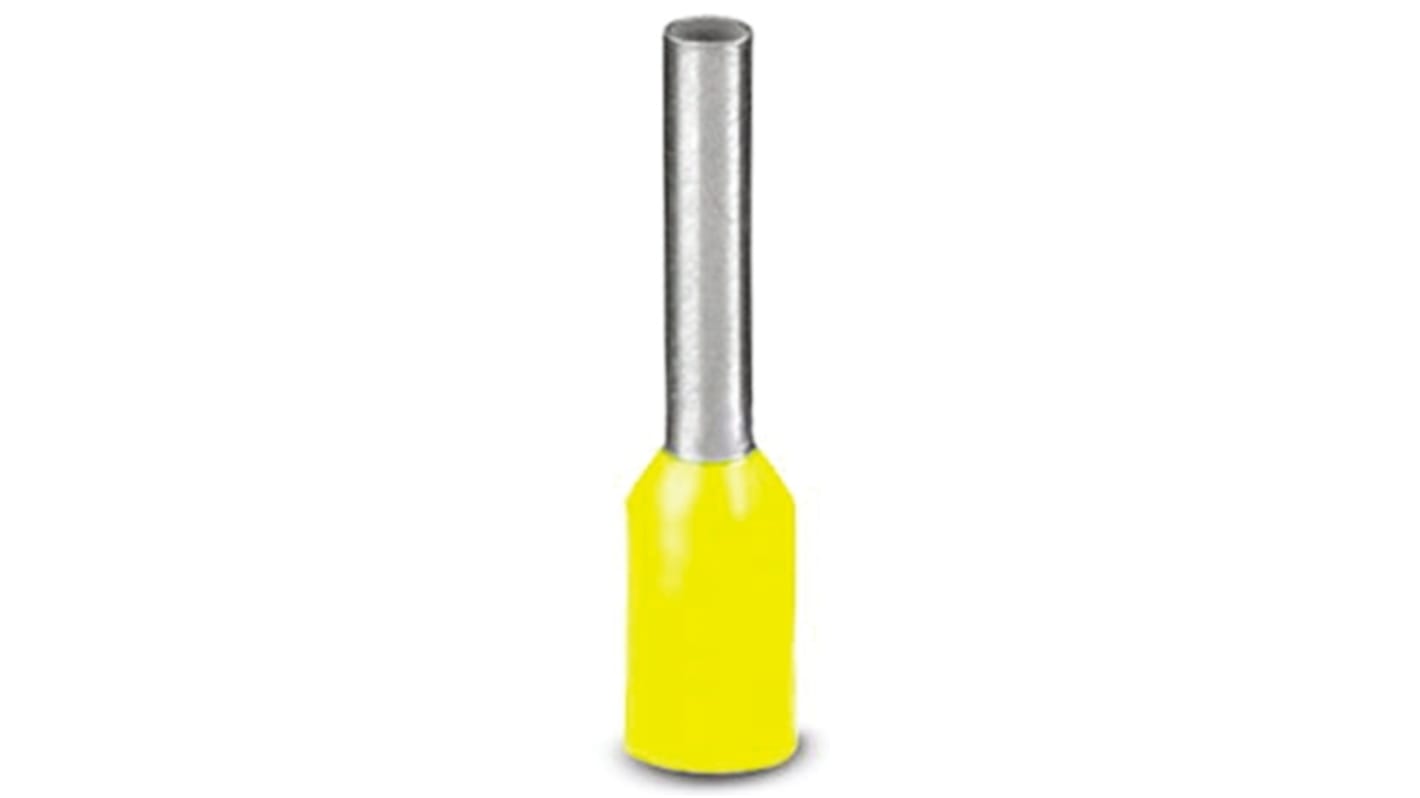 Phoenix Contact, AI Insulated Crimp Bootlace Ferrule, 8mm Pin Length, 0.8mm Pin Diameter, 0.25mm² Wire Size, Yellow