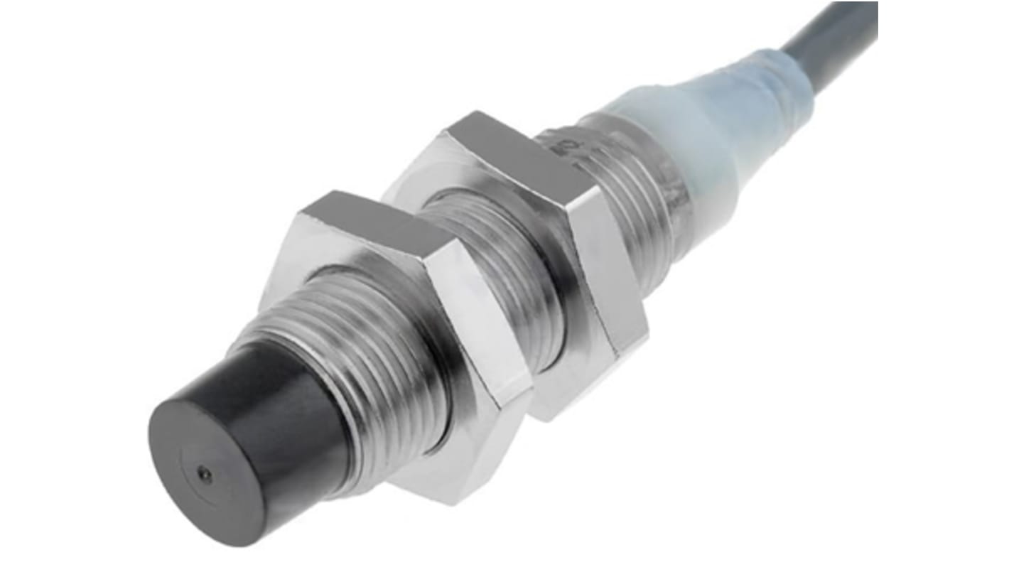 Omron Inductive Barrel-Style Proximity Sensor, M12 x 1, 8 mm Detection, PNP Output, 12 → 24 V dc, IP67