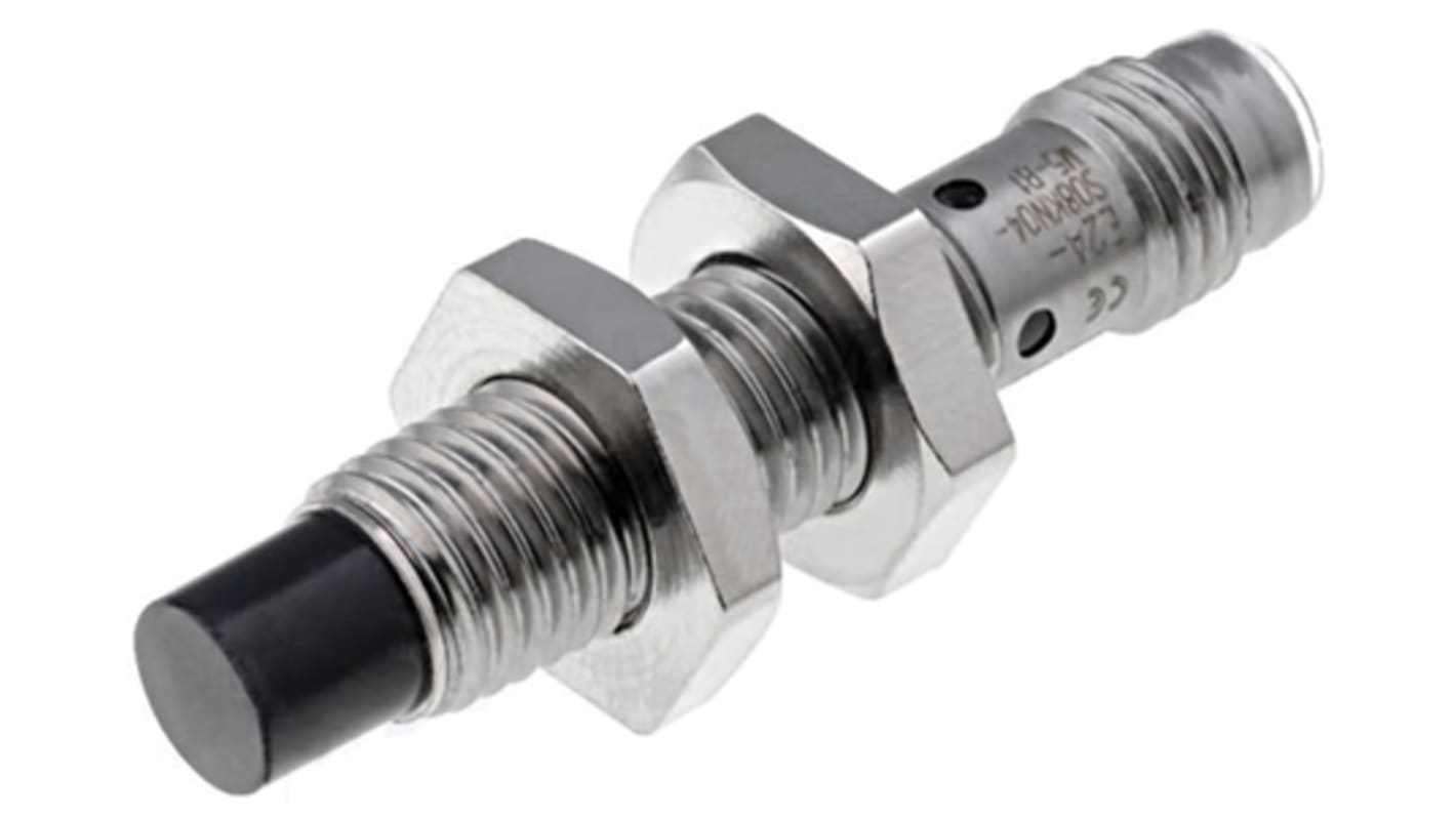 Omron Inductive Barrel-Style Proximity Sensor, M8 x 1, 4 mm Detection, NPN Output, 12 → 24 V dc, IP67