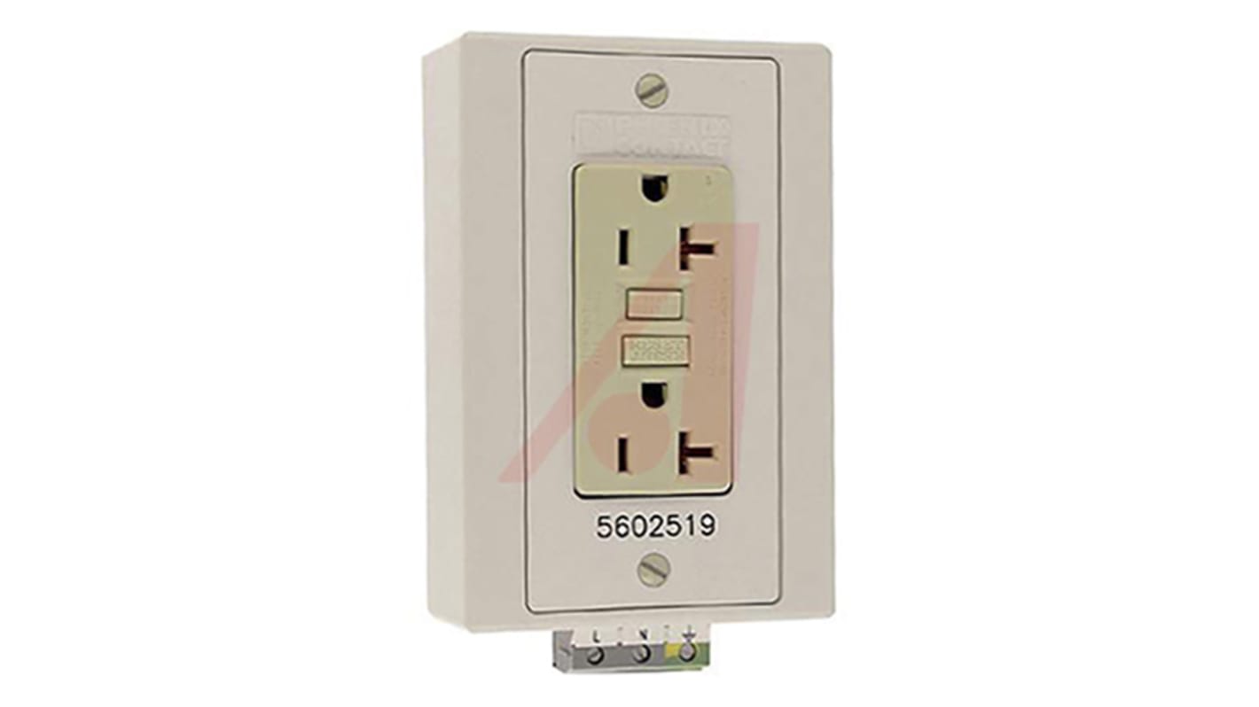 Phoenix Contact USA Mains Sockets, 20A, DIN Rail Mount, 125 V ac