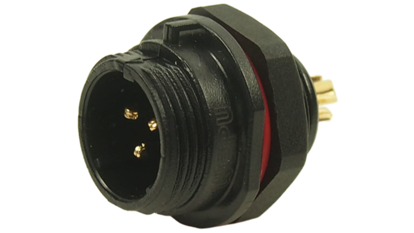 Conector circular RS PRO hembra de 3 vías macho, Montaje en Panel, IP68