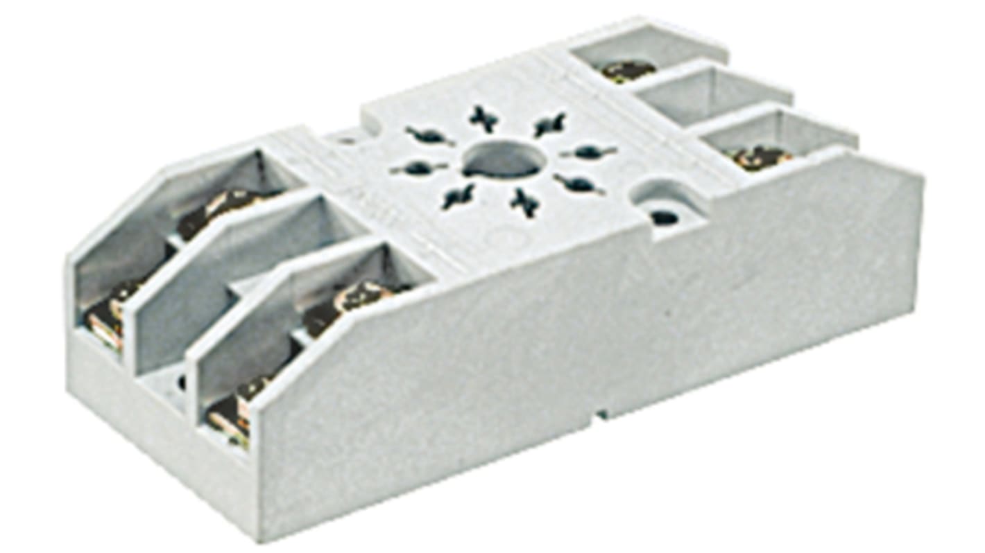 Relpol 8 Pin 300V ac DIN Rail, Panel Mount Relay Socket, for use with R15 Series DPDT Relay