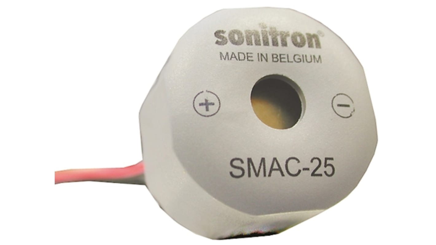 Sonitron Buzzer, 5 → 16 V dc, 93.5dB, SMD, Kontinuerlig lyd, Intern drivkredsløb, Maksimalt 3350 Hz