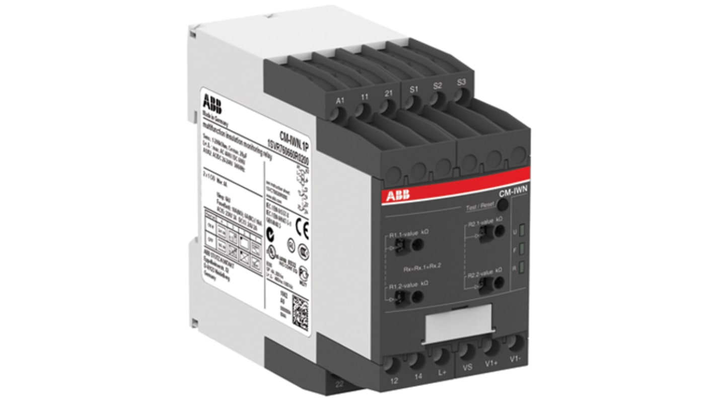 ABB CM-IWN Überwachungsrelais 0 → 400 V ac, 0 → 600V dc 1, 3-phasig, 2-poliger Wechsler DIN-Schienen