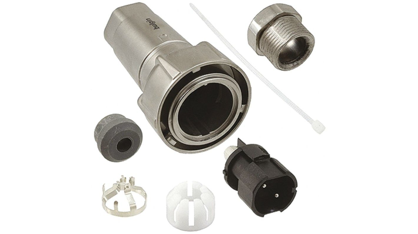 Bulgin Circular Connector, 2 Contacts, Cable Mount, Plug, Male, IP66, IP68, IP69K, Buccaneer 7000 Series