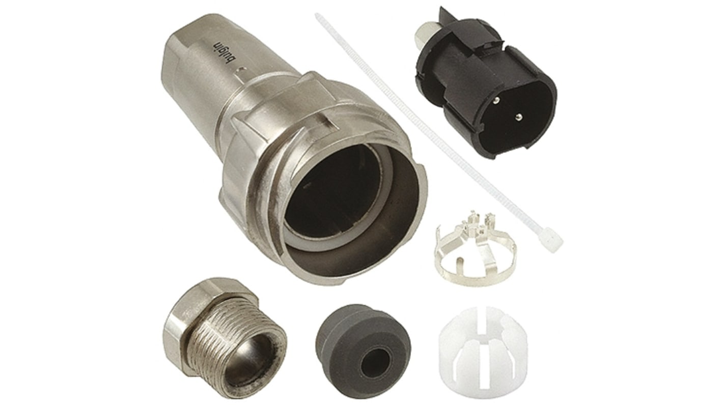 Bulgin Circular Connector, 2 Contacts, Cable Mount, Plug, Male, IP66, IP68, IP69K, Buccaneer 7000 Series