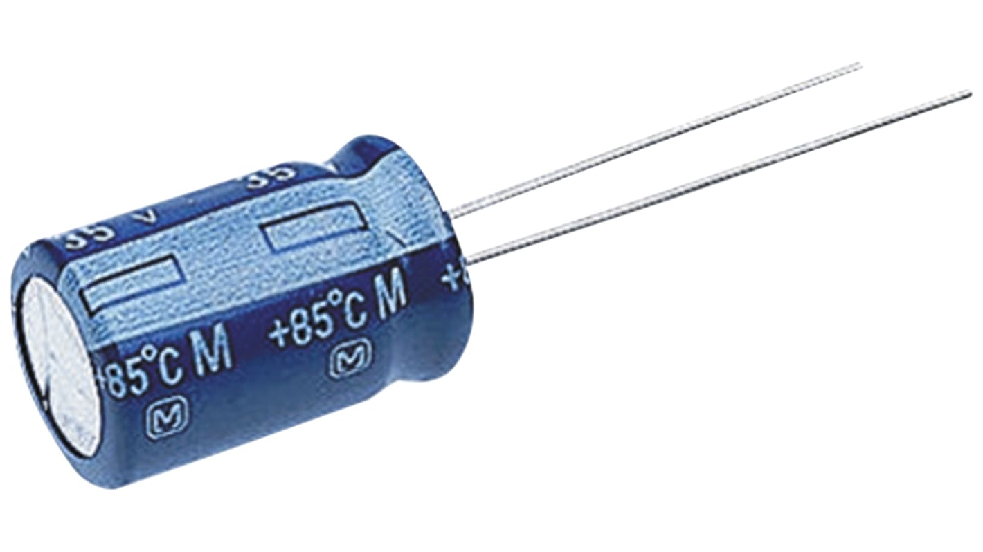 Panasonic M, THT Elektrolyt Kondensator 100μF ±20% / 35V dc, Ø 6.3mm x 11.2mm, +85°C