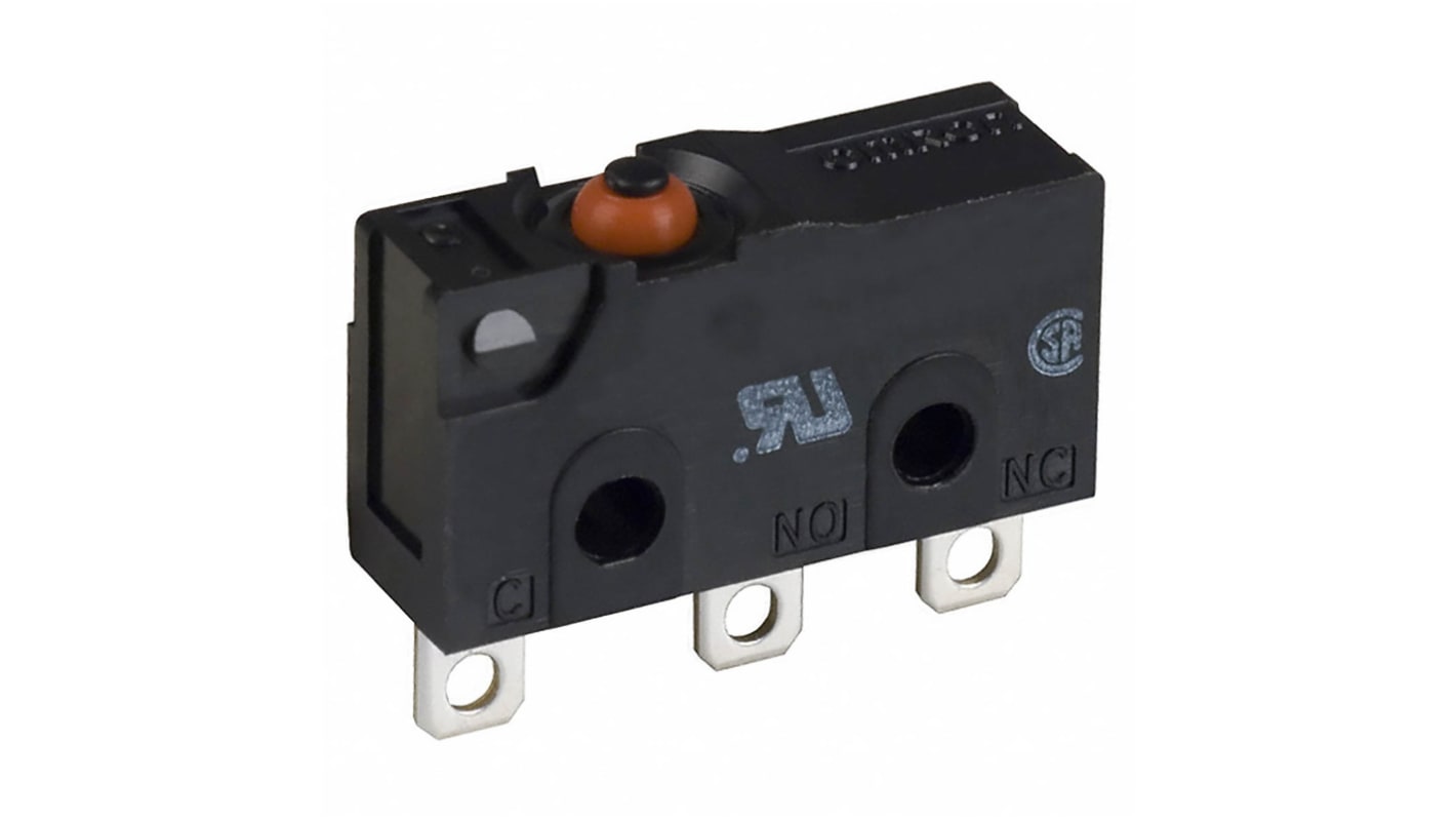 D2SW3HS Omron Pin Plunger Micro Switch, Solder Terminal, 3 A 30 V