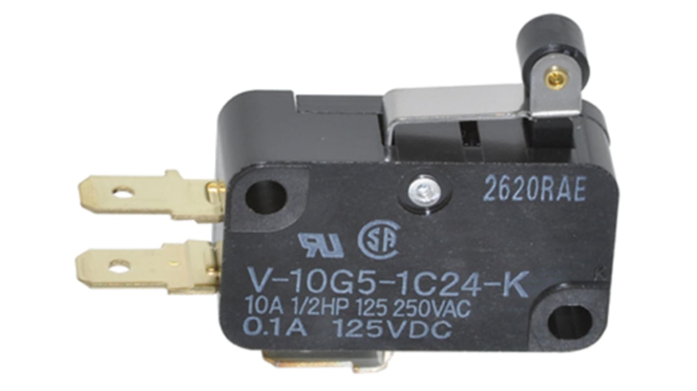 V10G51C24K Omron Short Hinge Roller Lever Micro Switch, Quick