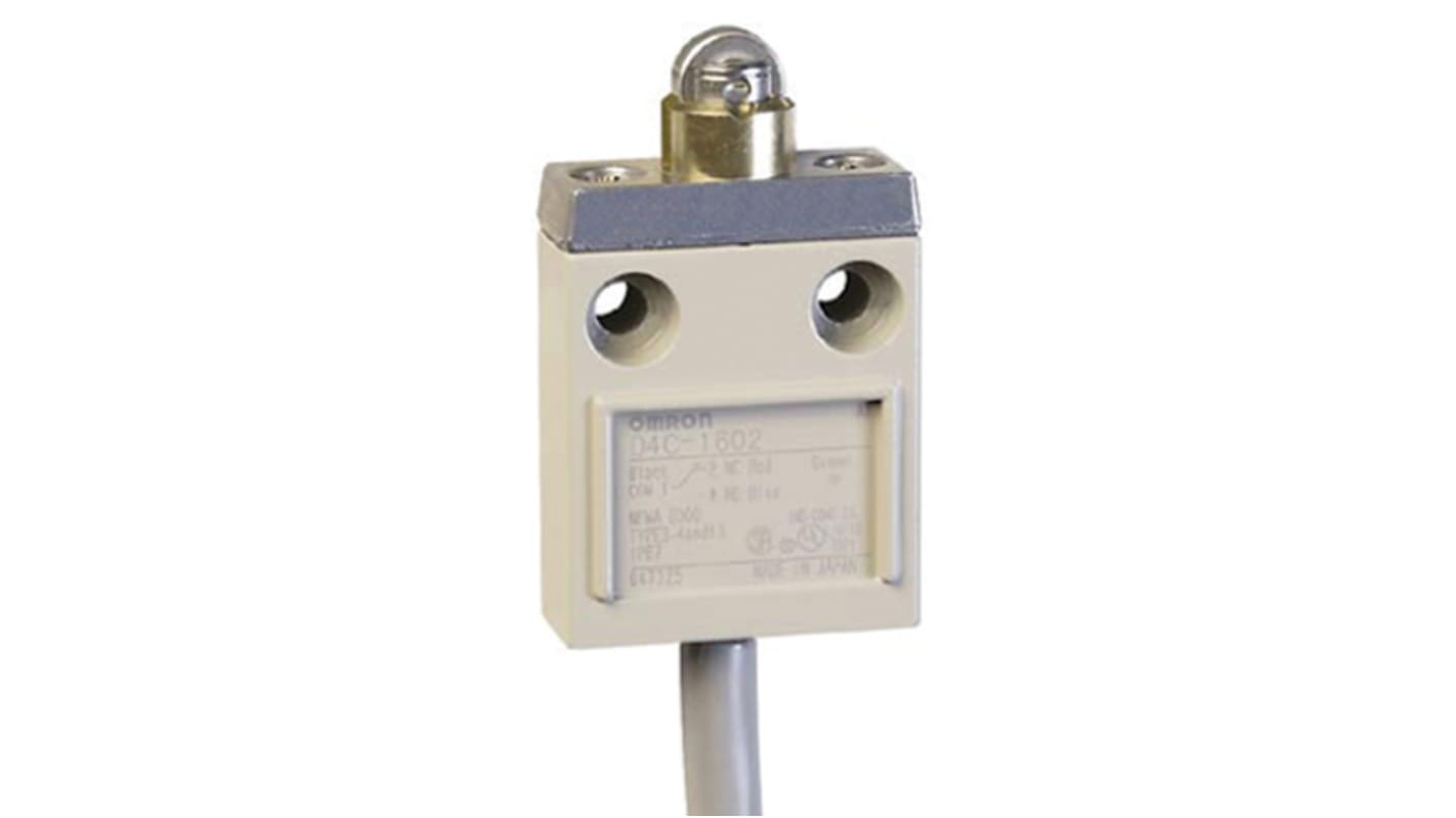 Omron Roller Plunger Limit Switch, 4NO/2NC, IP67, SPDT, 250V ac Max, 5A Max