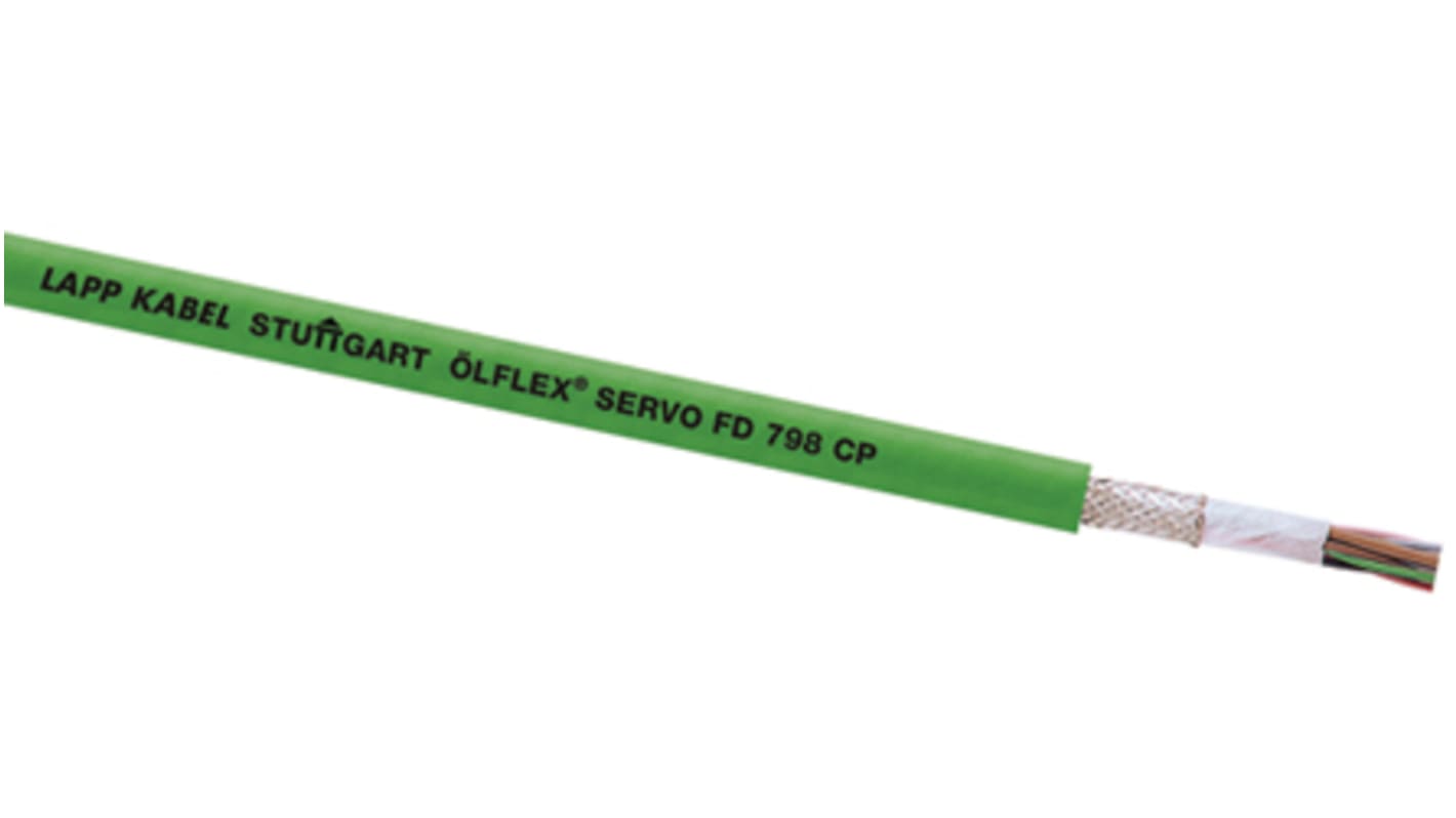 Lapp ÖLFLEX SERVO FD Control Cable, 16 Cores, 0.18 mm², CY, Screened, 50m, Green PUR Sheath, 25 AWG