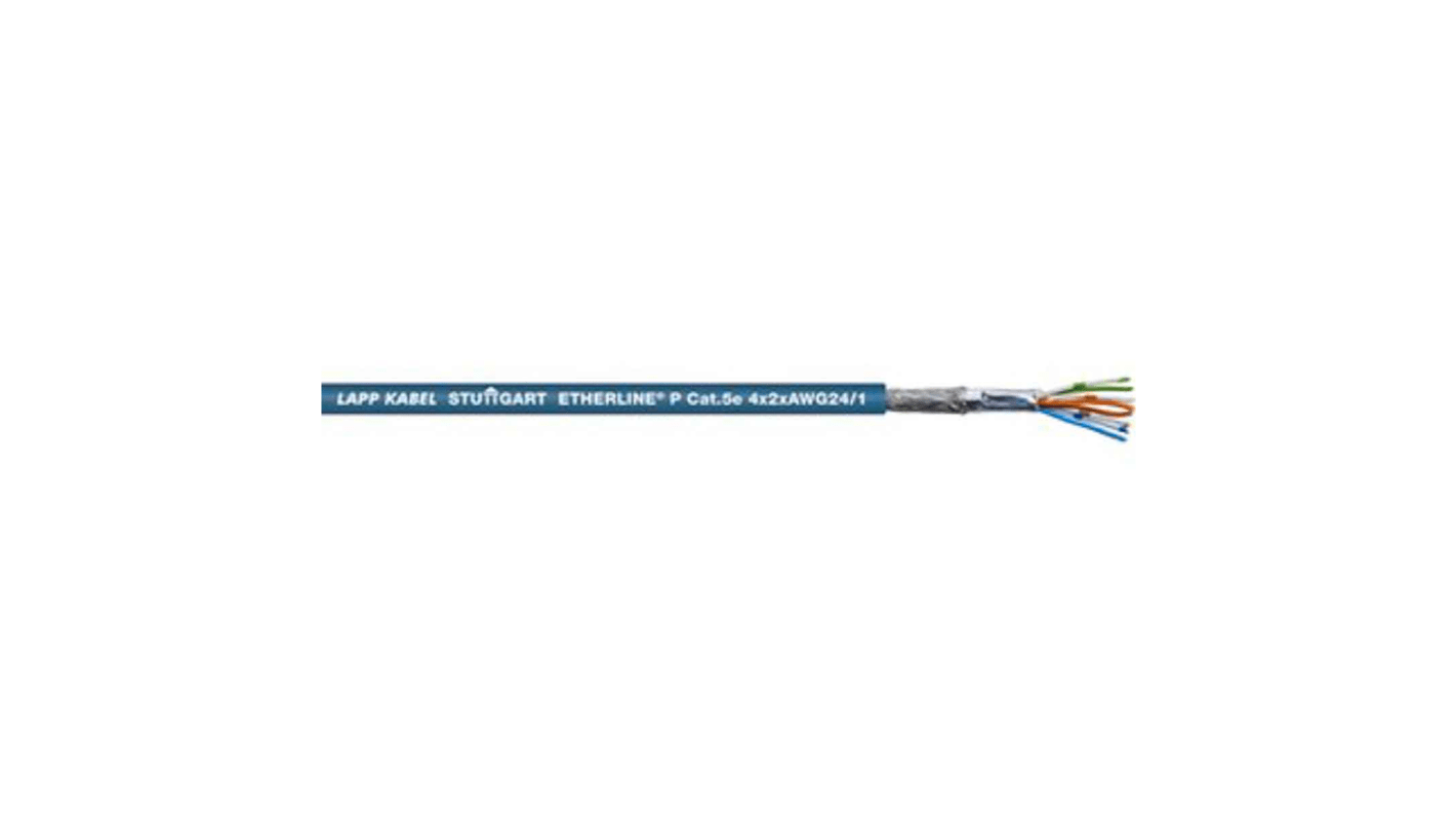 Cable Ethernet Cat5e SF/UTP Lapp de color Azul, long. 50m, funda de Poliuretano (PUR), Pirorretardante