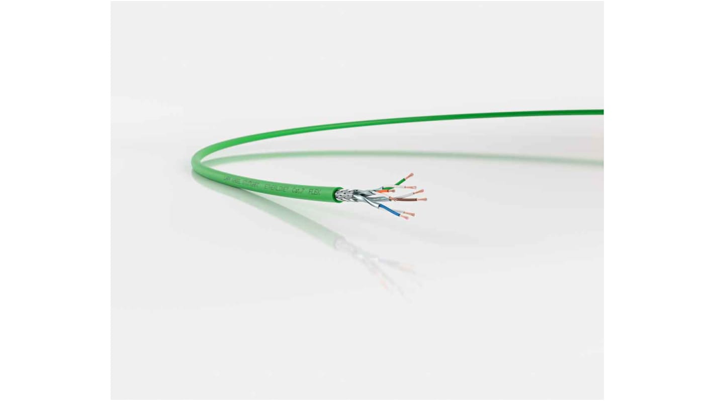 Cable Ethernet Cat7 SF/FTP Lapp de color Verde, long. 50m, funda de Poliuretano (PUR)