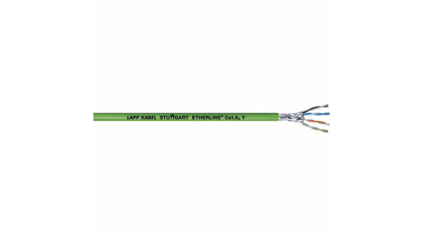 Cable Ethernet Cat6 STP Lapp de color Verde, long. 50m, funda de Poliuretano (PUR), Pirorretardante