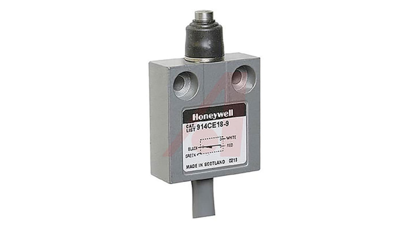 Honeywell 914CE Series Plunger Limit Switch, NO/NC, IP66, IP67, IP68, SPDT, Die Cast Zinc Housing, 250V ac Max, 5A Max