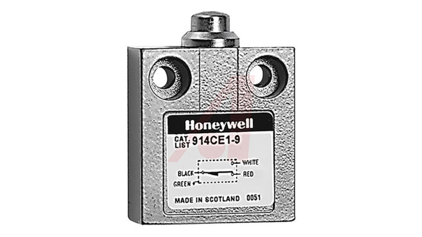 Honeywell 14CE, 914CE Series Plunger Limit Switch, NO/NC, IP66, IP67, IP68, SPDT, Die Cast Zinc Housing, 250V ac Max,