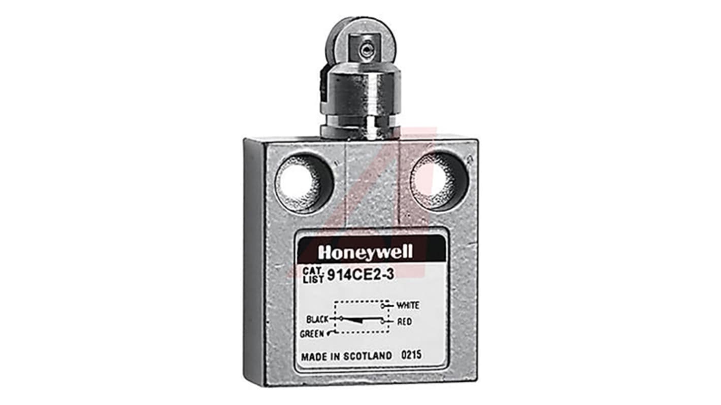 Honeywell 914CE Series Roller Plunger Limit Switch, NO/NC, IP66, IP67, IP68, SPDT, Die Cast Zinc Housing, 250V ac Max,