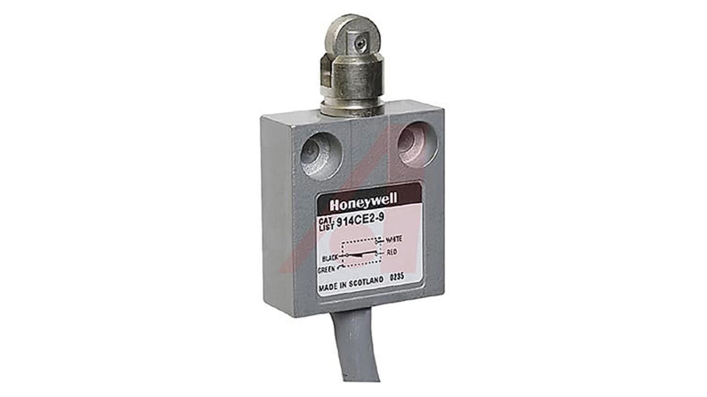 Honeywell 914CE Series Roller Plunger Limit Switch, NO/NC, IP66, IP67, IP68, SPDT, Die Cast Zinc Housing, 250V ac Max,