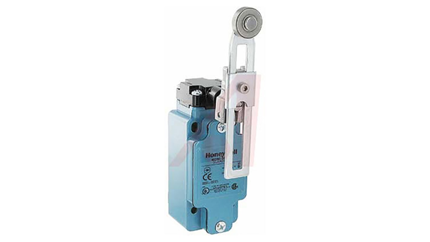 Honeywell GLA Series Adjustable Roller Lever Limit Switch, NO/NC, IP67, SPDT, Die Cast Zinc Housing, 600V ac Max, 10A