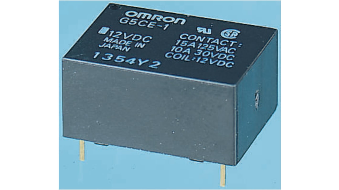G5CA1AE DC12 Omron PCB Mount Power Relay, 12V dc Coil, 15A