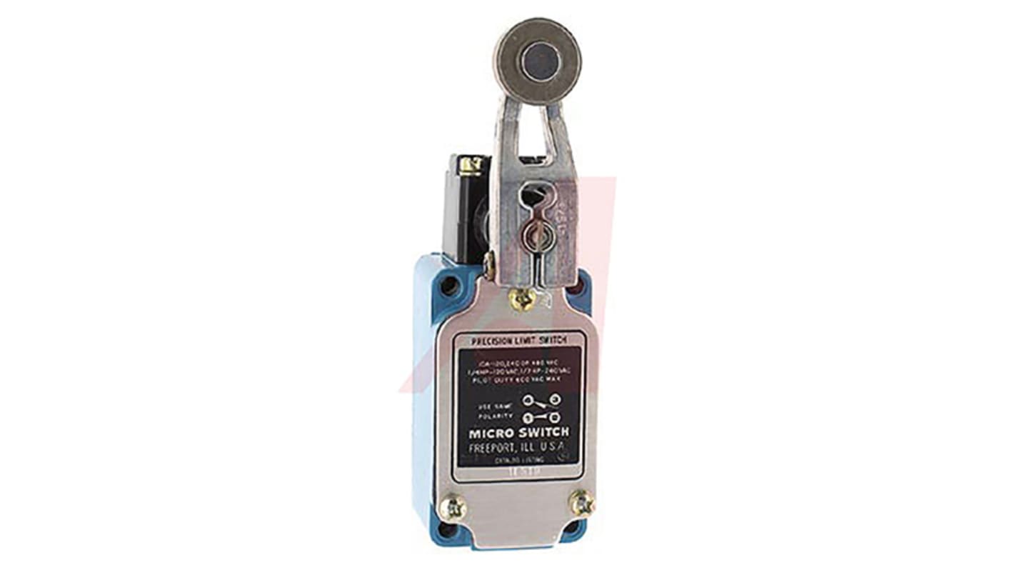 Honeywell LS Series Roller Lever Limit Switch, NO/NC, IP67, SPDT, Die Cast Zinc Housing, 120V ac Max, 10A Max