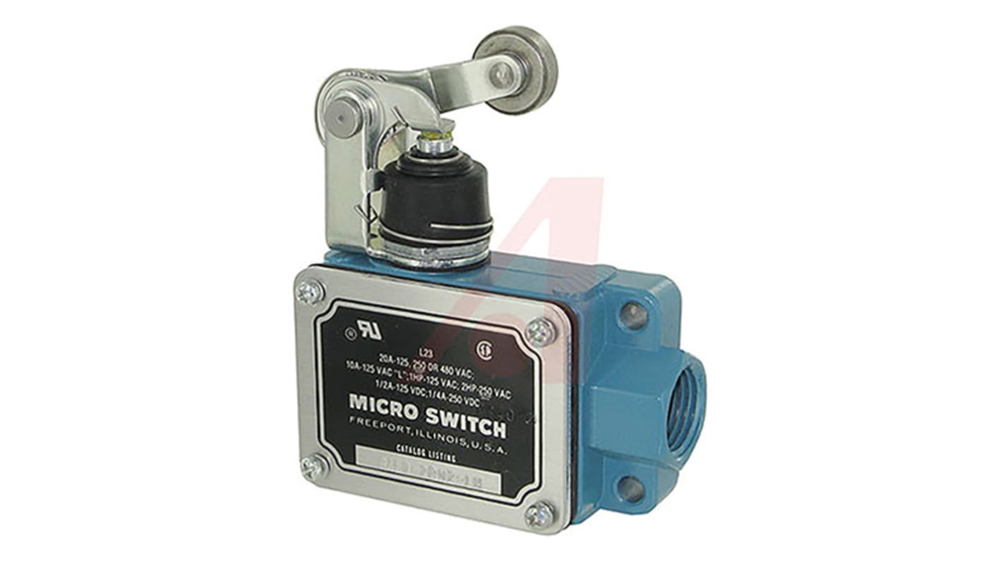 Honeywell BAF Series Roller Lever Limit Switch, NO/NC, SPDT, Die Cast Aluminium Housing, 480V ac Max, 20A Max