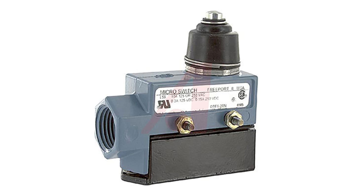 Honeywell DTE6 Series Plunger Limit Switch, 2NO/2NC, IP66, DPDT, Die Cast Zinc Housing, 250V ac Max, 10A Max