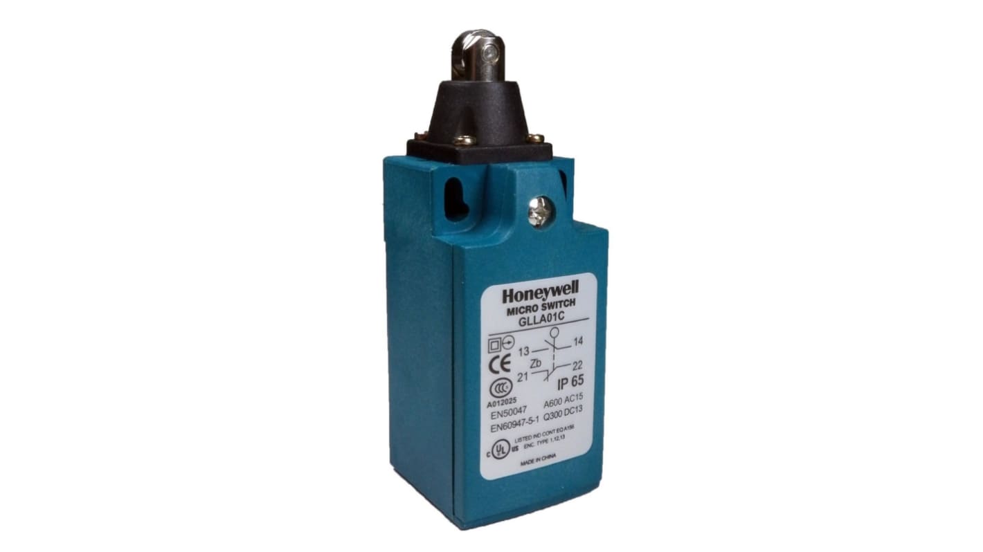 Honeywell GLL Series Roller Plunger Limit Switch, NO/NC, IP66, SPDT, Plastic Housing, 300V ac Max, 10A Max