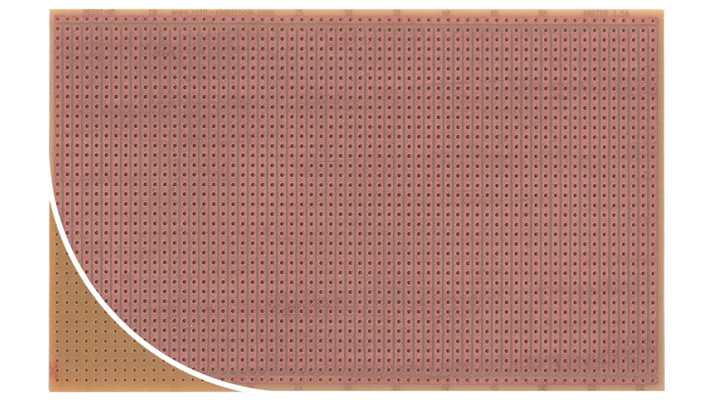 CI format Eurocard, Roth Elektronik, RE512-HP, Simple face, Dimensions 160.01 x 100mm, pas 2.54 x 2.54mm, FR2